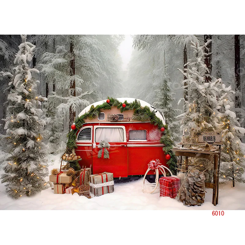 ZHISUXI Christmas Tree Outdoor Camping Photography Backdrop Wooden Doors Snowman Cinema New Year Background Prop WW-01