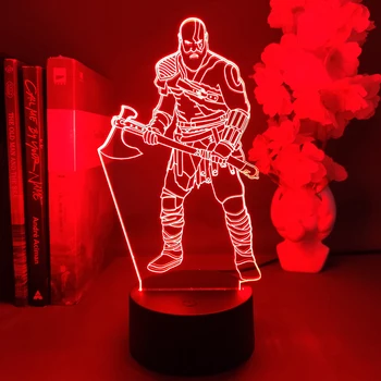 Veilleuse néon LED 3D du jeu God Of War 4 Kratos, décoration de chevet de chambre à coucher, cadeau d'anniversaire pour ami, lampe à lave Géra God Of War 4