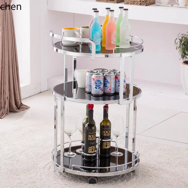 Luxury High-End Small Cart Mobile Gold Three-Layer Trolley Beverage Tea Cart