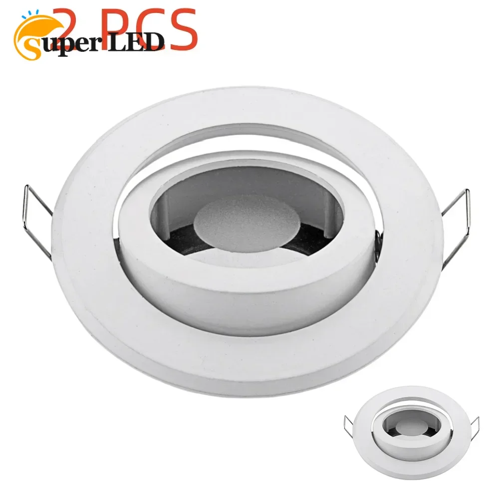 

2PCS GU10 MR16 GU5.3 Bulbs White Nickel LED Downlight Mounting Frame Recessed Ceiling LED Spot Lighting Bedroom Kitchen Indoor