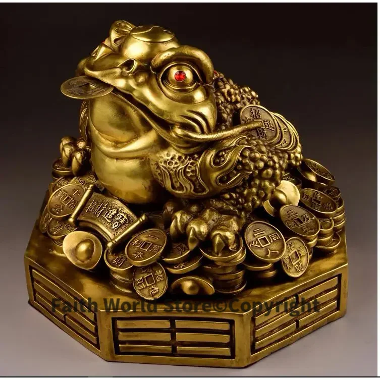 28 CM LARGE # OFFICE HOME business company efficacious Protection Talisman Money Drawing FENG SHUI GOLD Jin Chan bronze statue