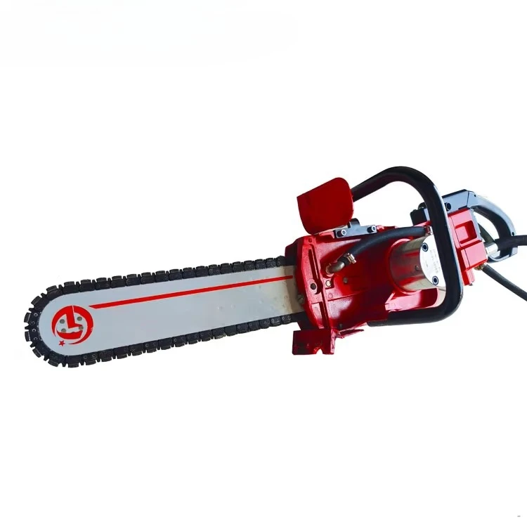 15-Inch hydraulic concrete diamond chain saw with hydraulic power unit cutting concrete metal rock