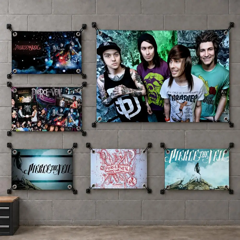 Cool P-PIERCE THE VEIL ROCK Flags Bedroom House Living Room Dorm Outdoor Party Wall Hanging Background Banner Decor