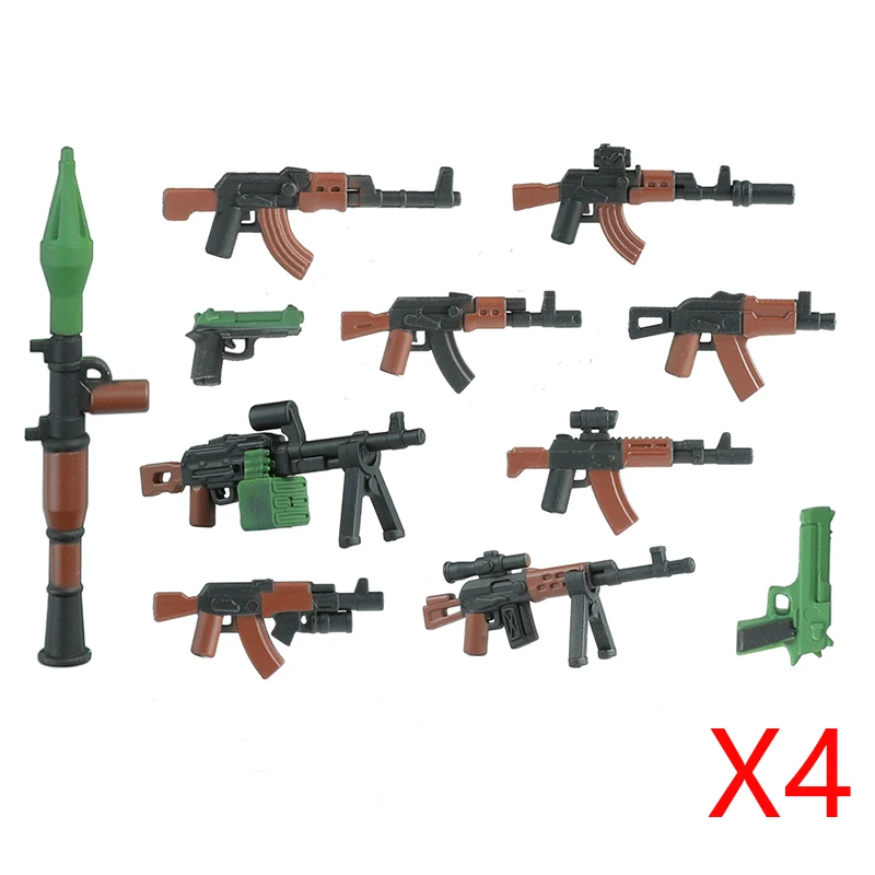 Military Weapons Building Blocks Modern Special Forces Figures Army Soldier City Police Multicolour AK Accessories Bricks Toys