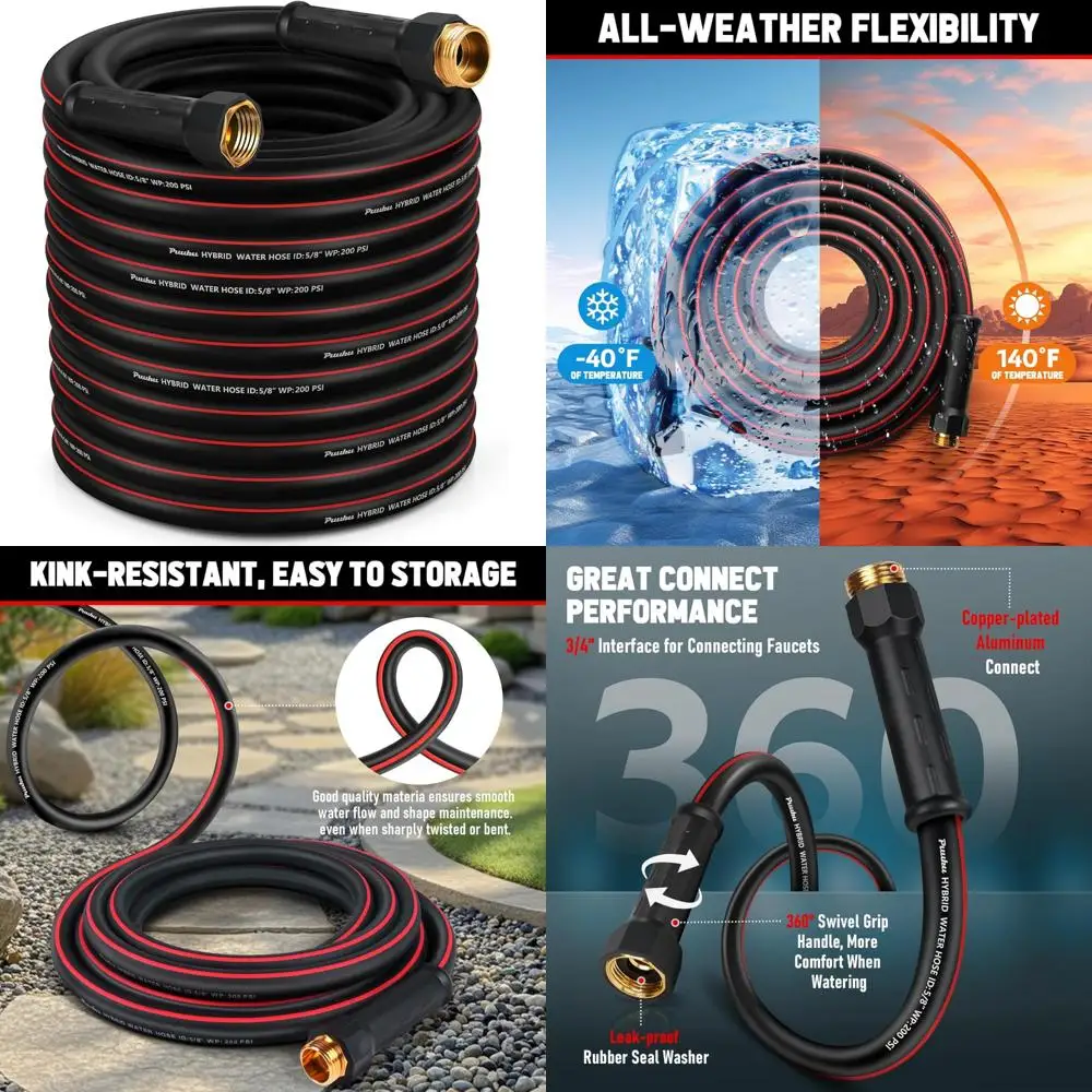 

Сверхмощный 100-футовый 5/8 гибкий нерасширяемый садовый шланг — несъемный, герметичный, легкий, высококачественный водяной шланг для выхода