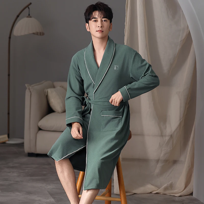 الخريف الشتاء البشكير الرجال الدافئة رقيقة المخملية النوم أعلى كيمونو الجلباب للذكور الجلباب طويل روب استحمام العريس رداء روب للنوم #2