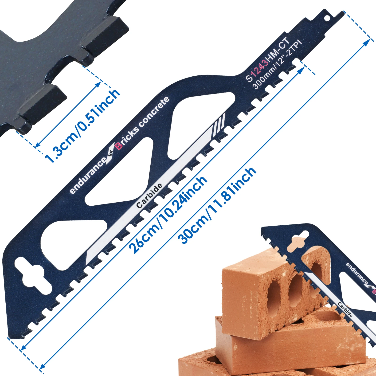 Reciprocating Saw Blade 12/18in Universal Cutting Recip Sabre Saw Blade Alloy Steel Brick Concrete Stone Demolition Cutting Tool