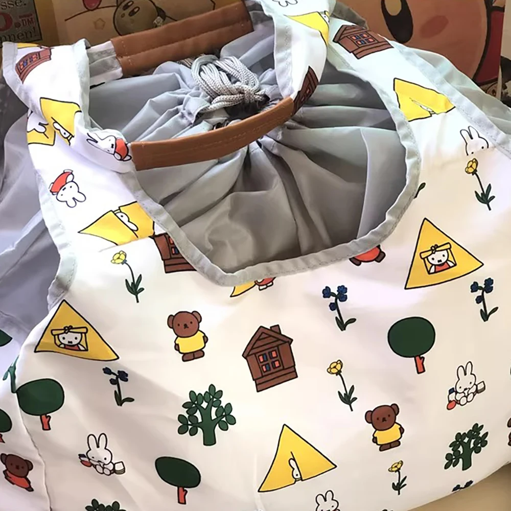 Urocza torba na zakupy z Miffy, kreskówkowy królik, nadruk, duża pojemność, sznurkowa, przenośna, torba wielokrotnego użytku, prezent dla dziewczyny.