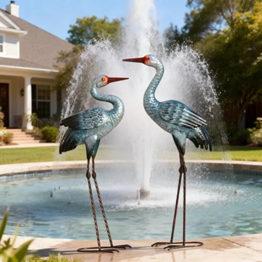 

Metal Cranes Sculptures Outdoor Garden Statue Bird Yard Art Large Decorations for Lawn Patio Backyard Decoration