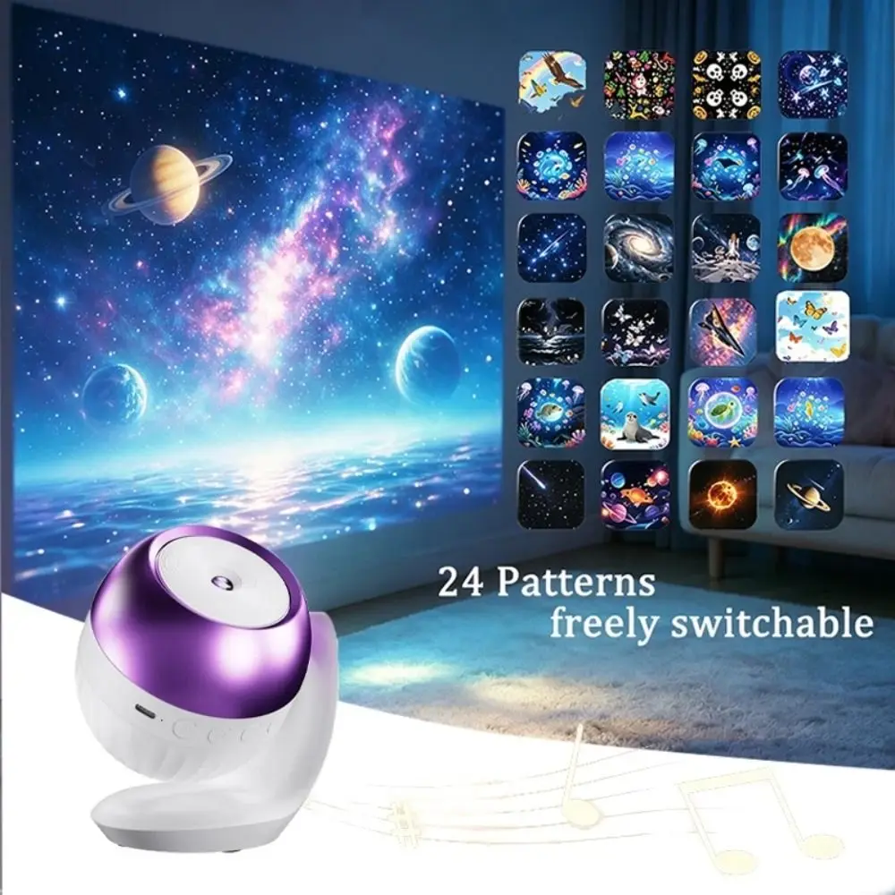 180° Rotatable 24-in-1 Starry Sky Projector Night Light Built-in Sleep Sounds 7 White Noise Ocean-themed Holiday Projector