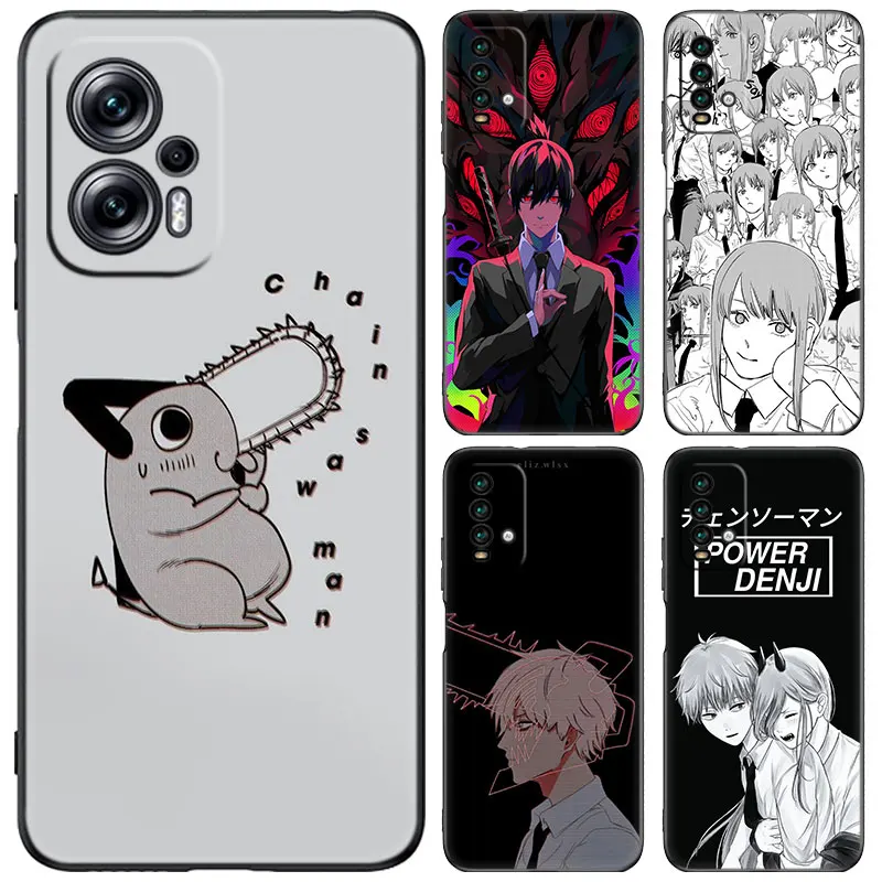 Manga Chainsaw Man Makima Black Case For Xiaomi 13T 12T Pro 12 11 Lite NE 11T Pro Redmi 12 A1 A2 Plus 10A 10C 9A 9T 9C Cartoon