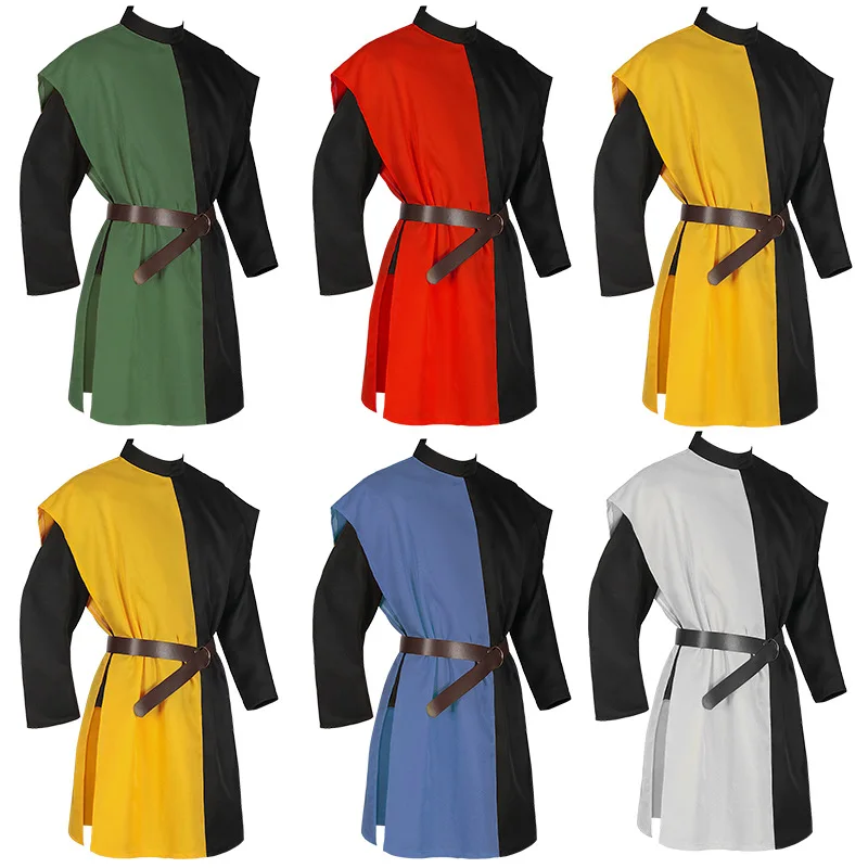 

2025 New Men Medieval Robe Large Ball Party Stage Performance Dress Men Casual Vintage Dress Halloween Templar Cosplay Costume