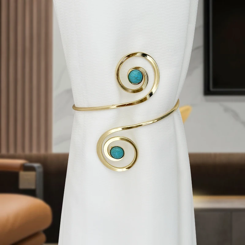 Turquoise-Inspired Modern Curtain Clips - Minimalist Alloy Ties for Living/Bedroom, Luxury Clip-On Drapery Holders