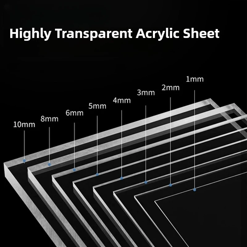 1/2/3/4/5/6mm Thickness Transparent Colorless Clear Acrylic Board Perspex Plexi Glass Plate Plastic Organic Sheet Methacrylat