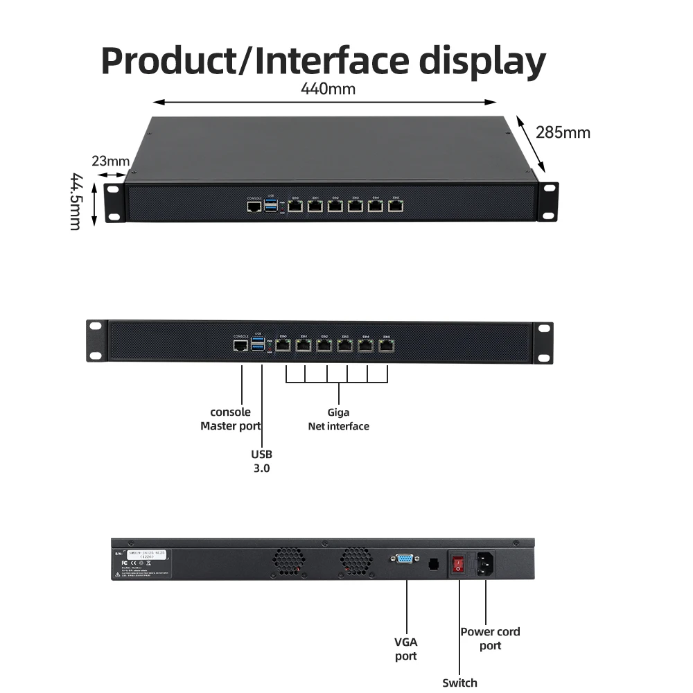 Helor 1U Firewall Appliance Network Security Server Gateway Linux Pfsense Rackmount PC PoE i5 3210M 3805 J4125 6*LAN centOS