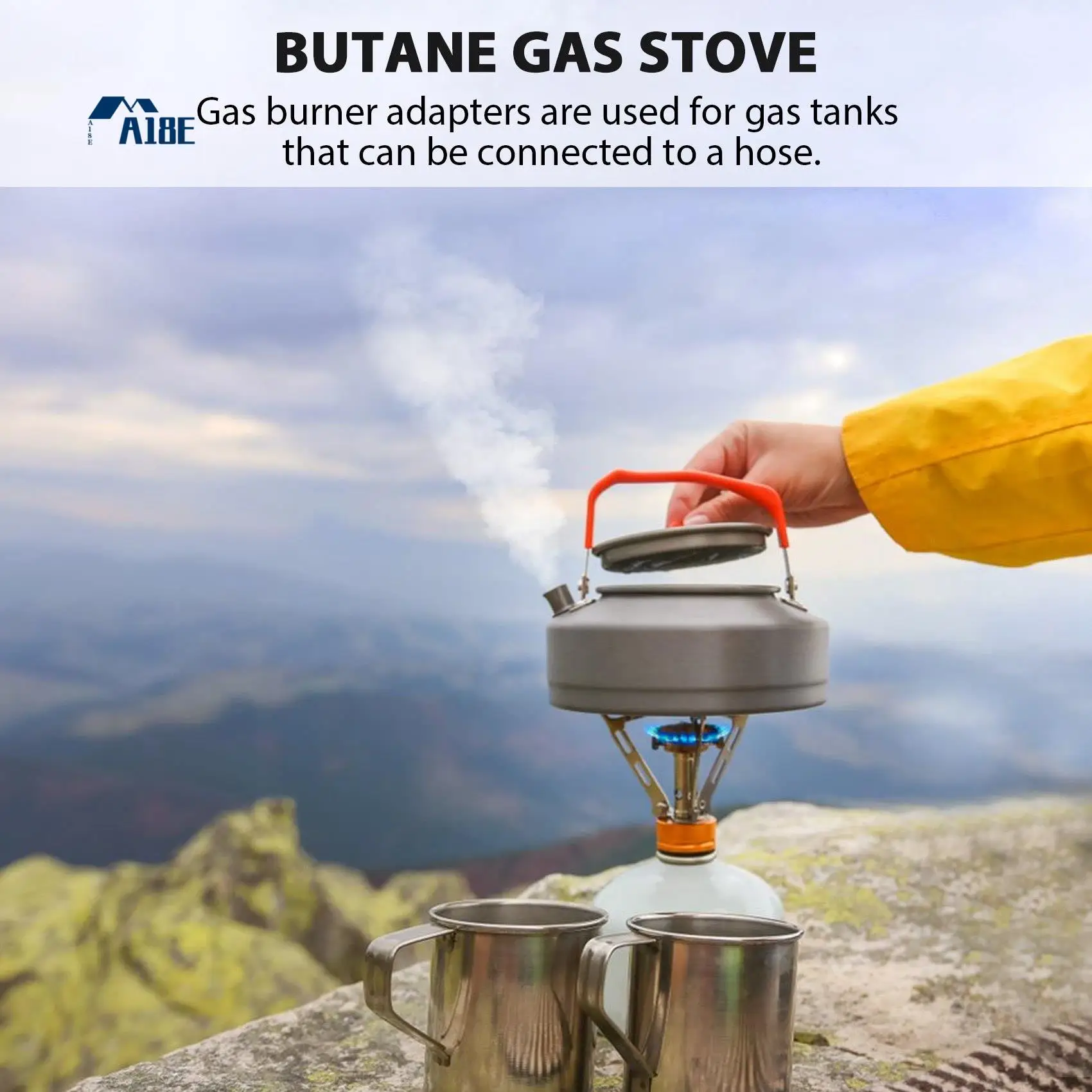 Adaptador de Gas de A18E-2Pcs, adaptador de estufa de Gas duradero y seguro, conexión de estufa, adaptador de botella de Gas para acampar al aire libre para recipiente de butano