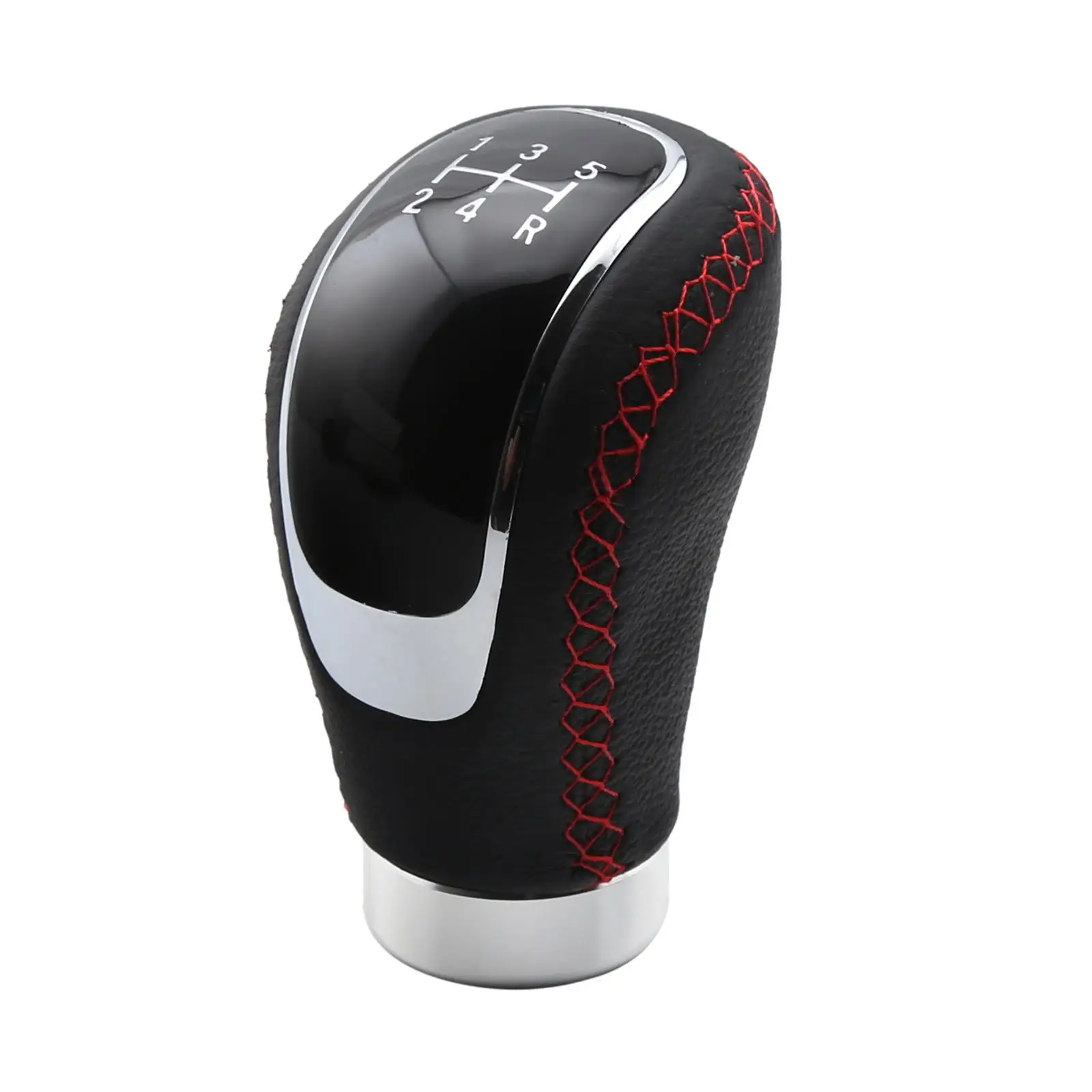 Stylish Car Shift Knob Black Red Stitching Aluminum Alloy Manual Gear Lever Cover Universal Fit for Car Tuning