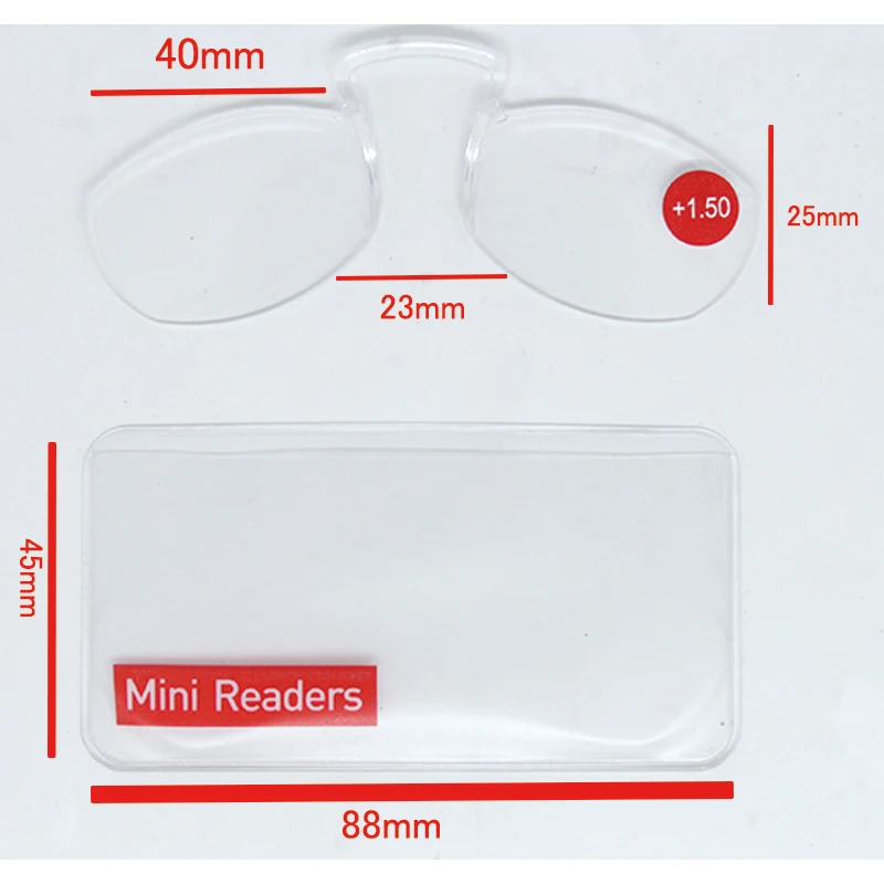 Mini-Lesebrille mit transparentem Nasenclip, ultraleichte Lesebrille aus Titanlegierung, für Damen und Herren +1-350 – Detail 2