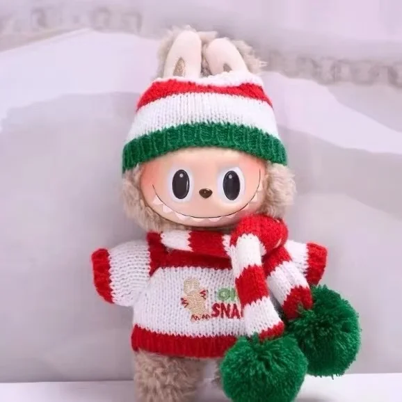 

Кукольная одежда для 15-17 см, одежда Labubu, веселая рождественская шапка, шарф, комплект с изображением лося и снеговика, мини-плюшевый аксессуар для куклы, новогоднее платье, подарок