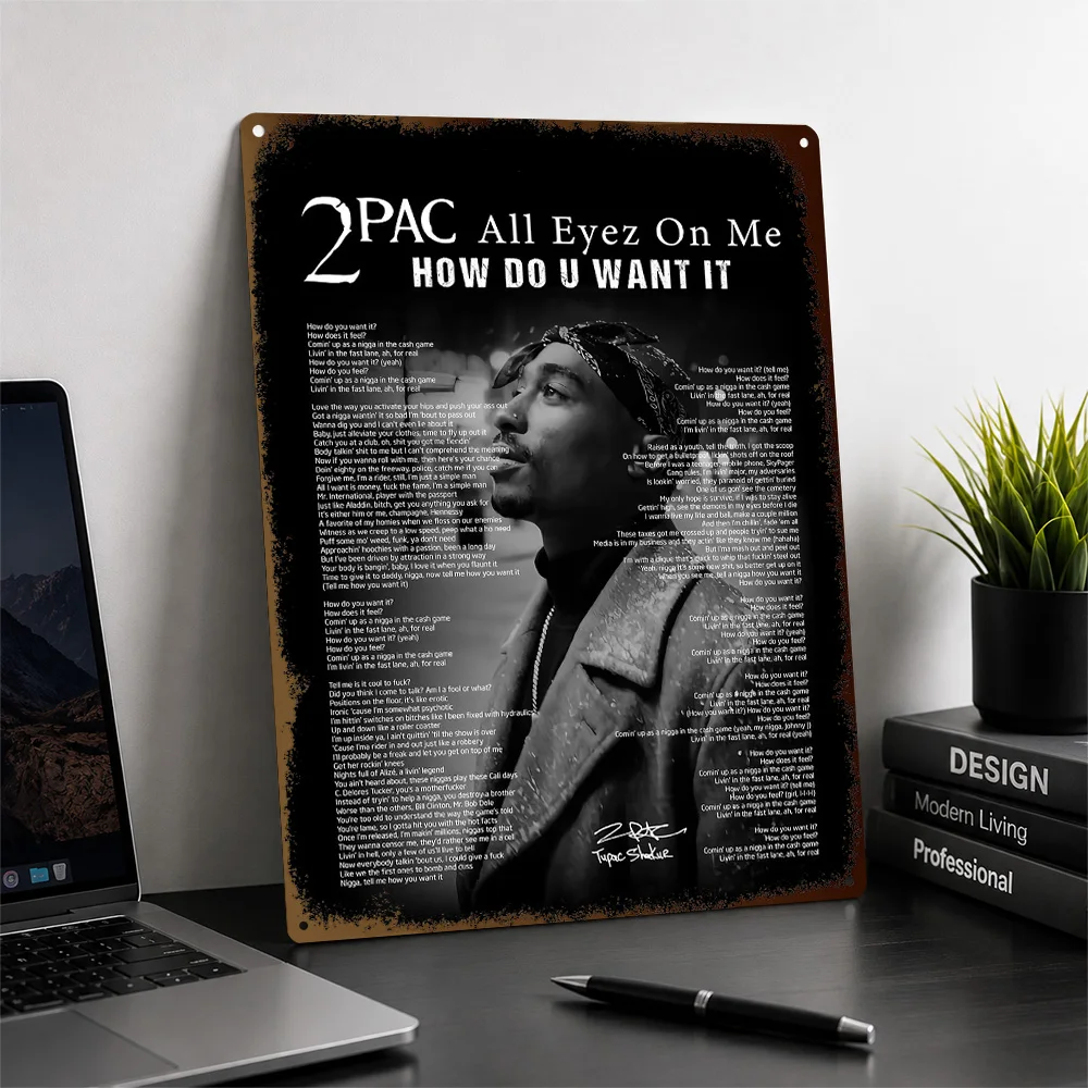 Tupac Shakur All Eyez On Me Printed Poster Customized Aluminum Metal Sign Bold Urban Rhythm Wall Art Made For Album Collectors
