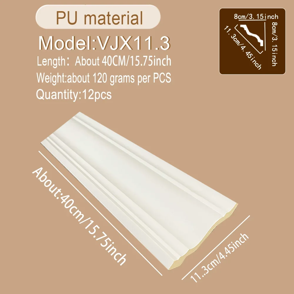 12Pcs Ultra Lightweight PU Cornice Molding Faux Gypsum Ceiling Corner Trim Decorative Border Lines for and Ceiling Interior Deco