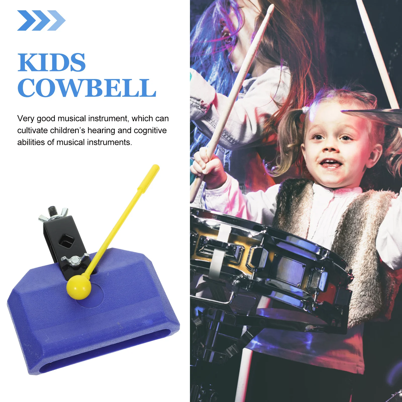 Cowbell Percussion Instrument Metal Drum Set Accessory Dual Bell Bright Color Durable Kids Musical For Beginners Practical