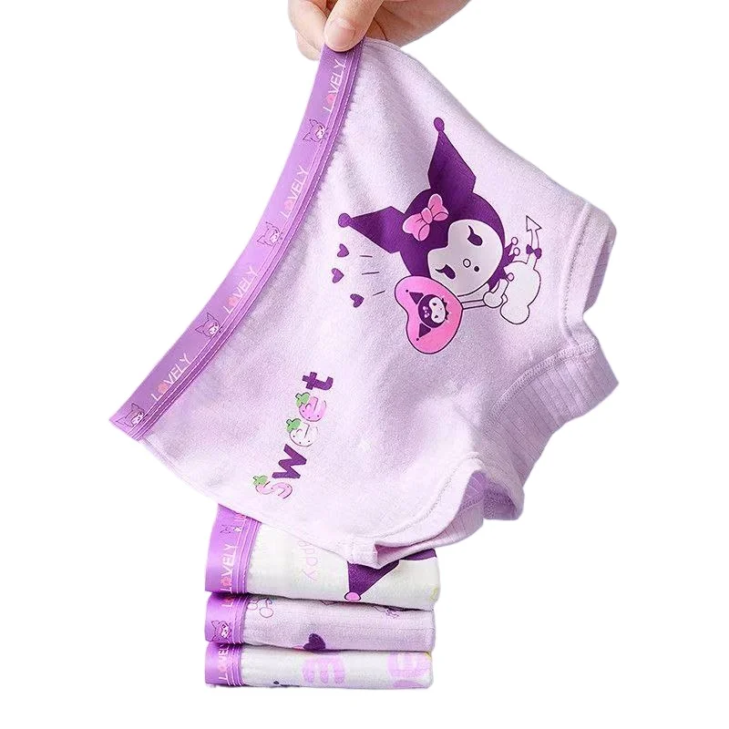 4 Packs of Sanrio Melody Kuromi Series Children's Underwear, Pure Cotton Class A Boxers