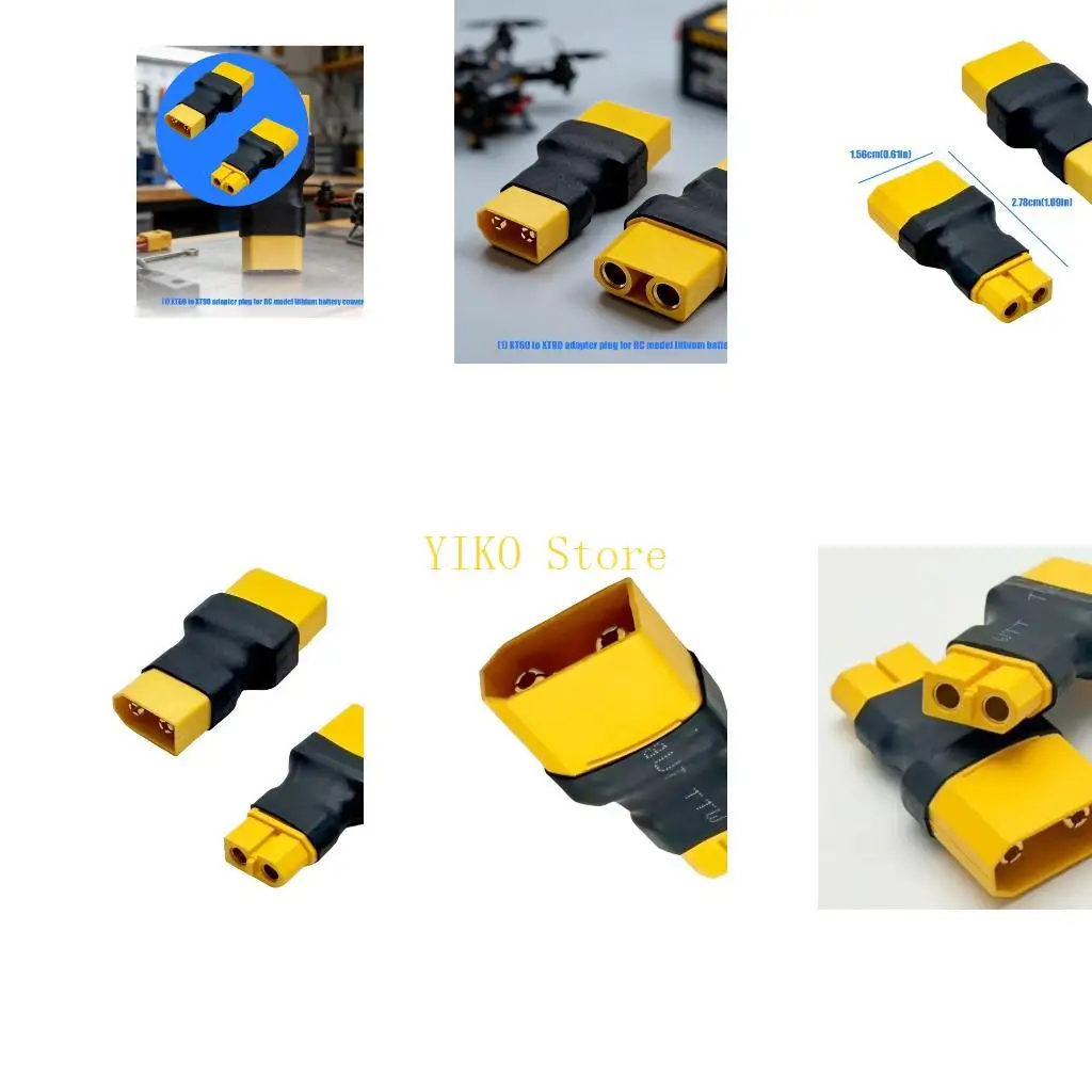 K32C Battery Connectors XT90 to 60 Plugs Male Female Adapter, Direct Plugs-In Remote Power Connectors for Benches Testing and