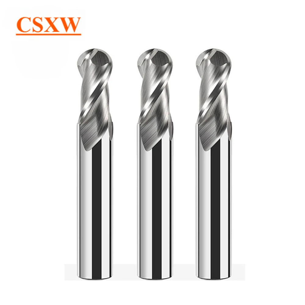 HRC55 Special For Aluminum Ball Nose Milling Cutter Tools Carbide 2 Flutes Spherical CNC End Mills Spiral Milling Cutters