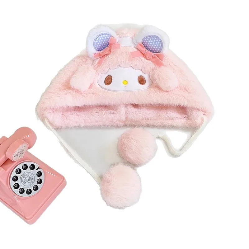 หมวกไหมพรมลายคิตตี้น่ารักจากซานริโอ้ สำหรับเด็ก ป้องกันหูจากความหนาว เหมาะสำหรับนักเรียน ขี่จักรยาน กันความหนาวเย็น หมวกไหมพรมหนานุ่ม