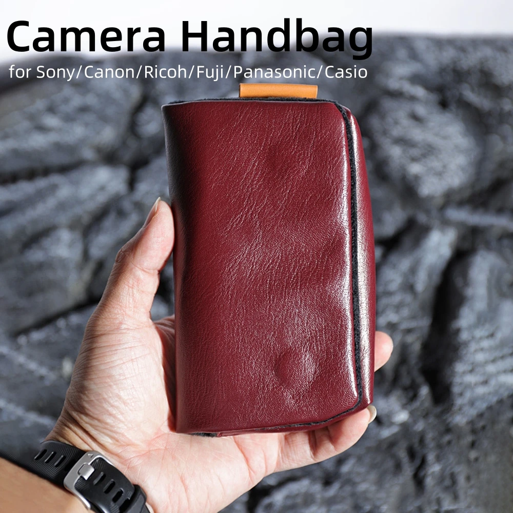 Camera Leather Handbag Storage Bag Soft Case for Sony Fuji X70 Panasonic TZ90 Casio ZR70 ZR5500 Ricoh GR3 Mirrorless Accessories