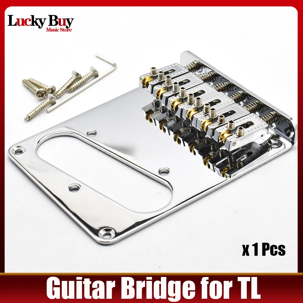 

1 Pcs Fixed Guitar Bridge for TL Style Guitar 97x80.5MM with 6 Roller Saddle Bottom or Body Loading Guitar Parts