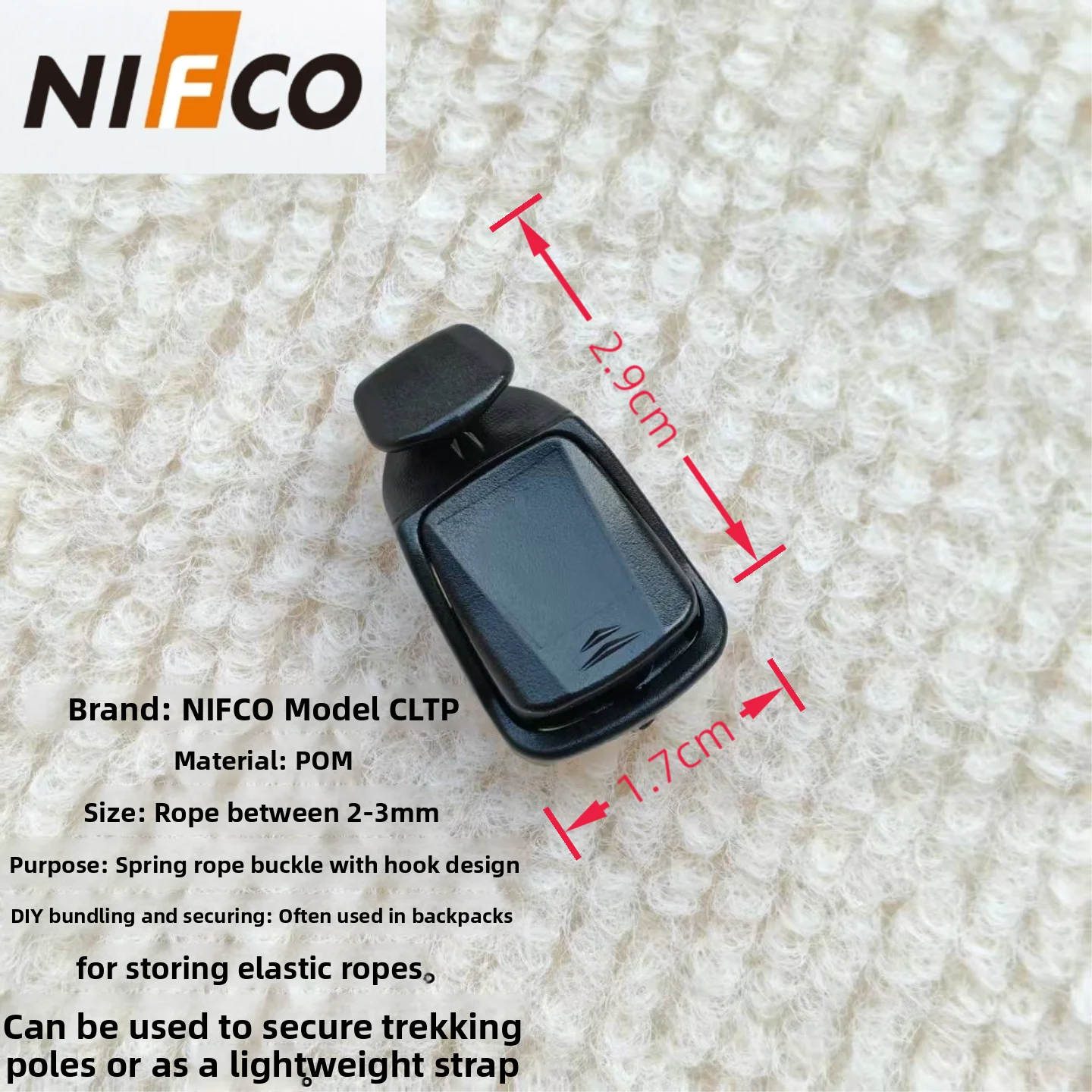 Nifco Spring Clip Hook for Hiking Bag And Walking Stick Binding Elastic Buckle Sports Outdoor Gear Unisex Backpack Accessories