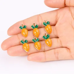 20Pcs Alloy Orange Drip Carrot Pendants Enamel Mini Food Charms for Jewellery Making DIY Necklace Bracelets Earrings Accessories