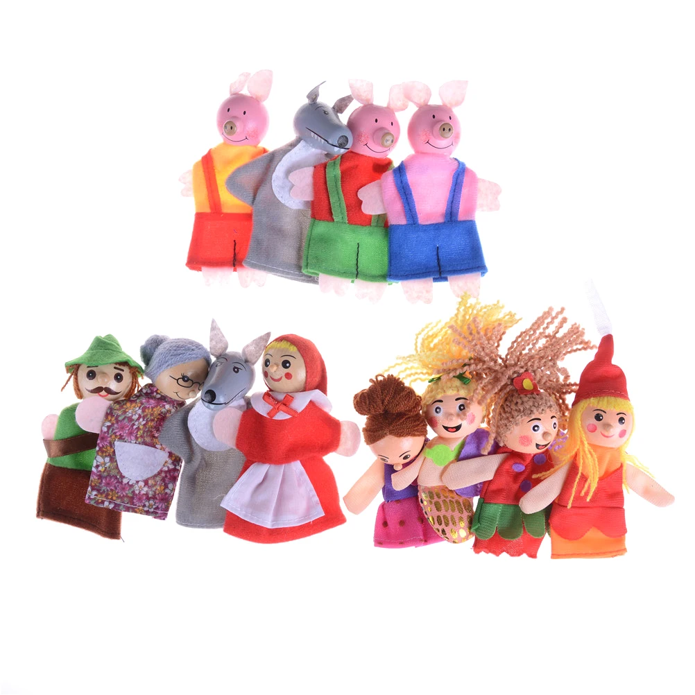 4pcs/set Funny Finger Puppets Toy Classic Children Figure Doll Mermaid Fairy Tale Story Telling Hand Puppet 3Styles For Kids