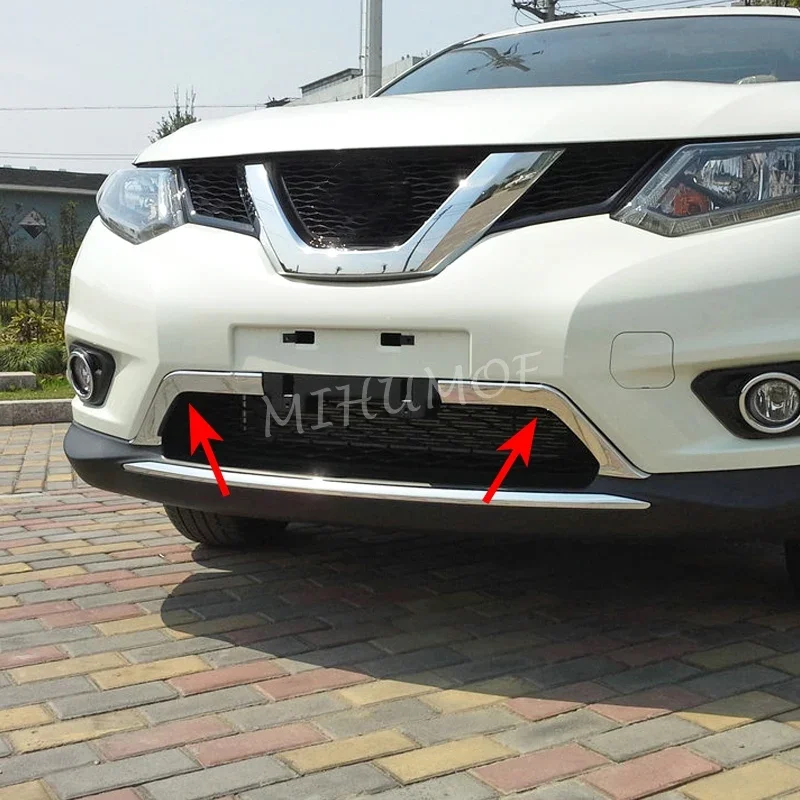 

ABS Front Bumper Lower Center Grille Air Cover Trims For 2014-2016 Nissan X-Trail Rogue T32 Chrome Car Accessories