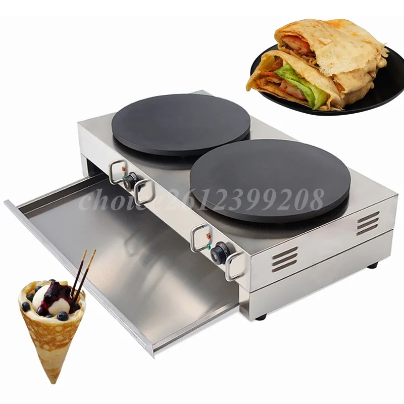 

High Quality Electric Pancake Crepe Machine Commercial 40cm Double Head Pancake Indian Fritter Oven Multigrain Pancakes Machine