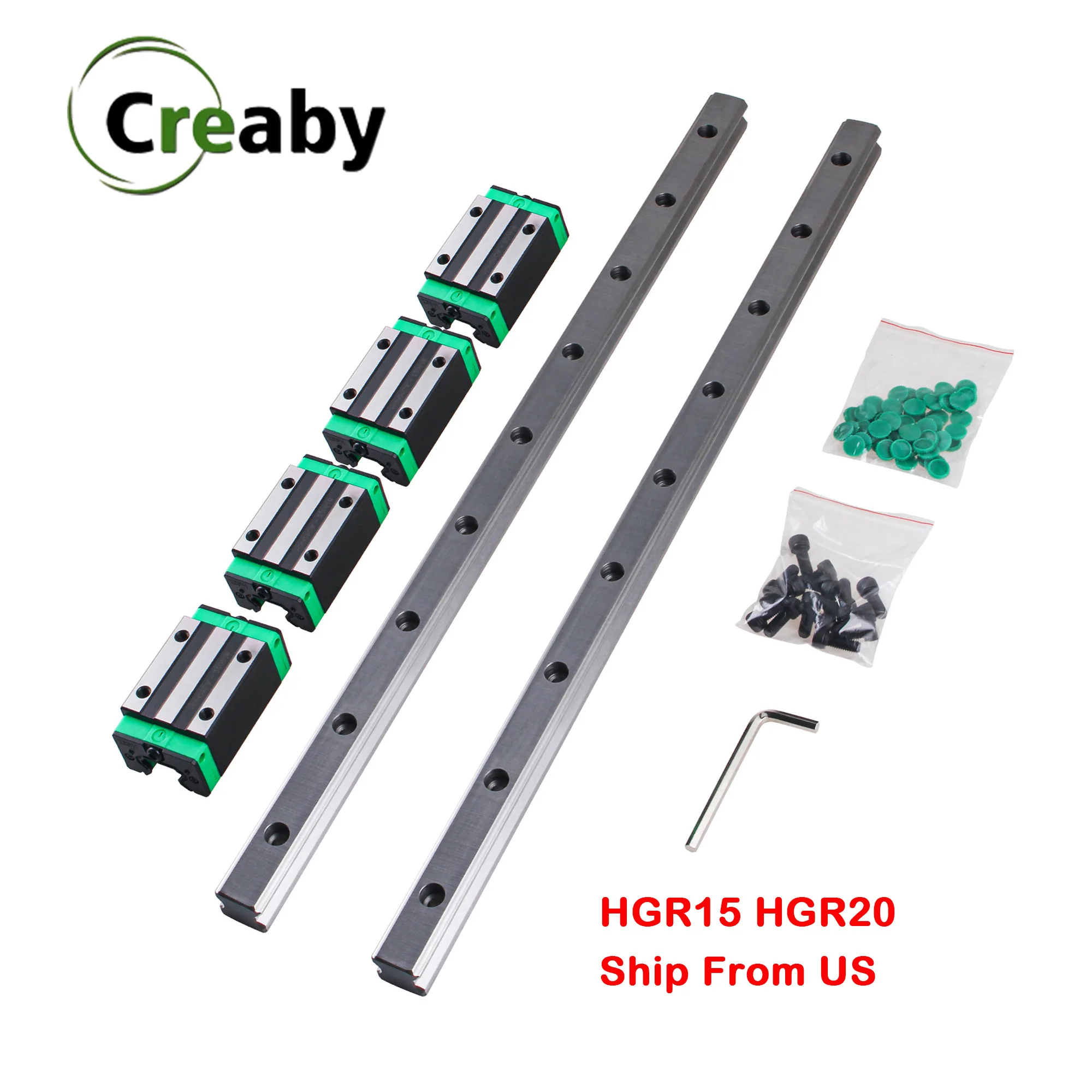 

2PCS HGR20 HGH15 Square Linear Guide Rail + 4PCS Slide Block Carriages HGH15CA/HGH20CA/HGW20CC For CNC Router Engraving