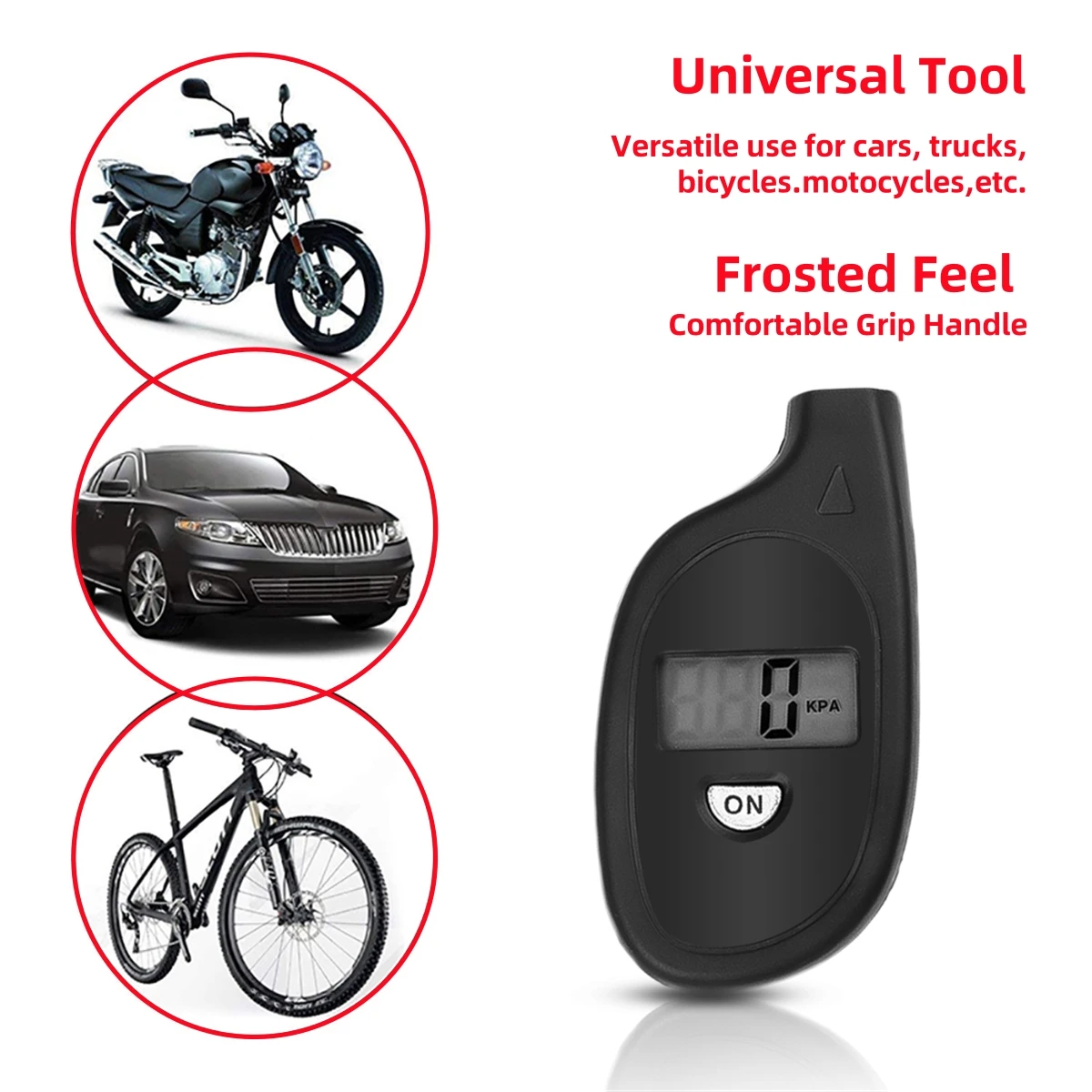 LCD Digital Display Mini Tire Pressure Gauge 4 Type Pressure Units Car Bicycle Motorcycle Keychain Tire Gauge Measuring Tool 1Pc