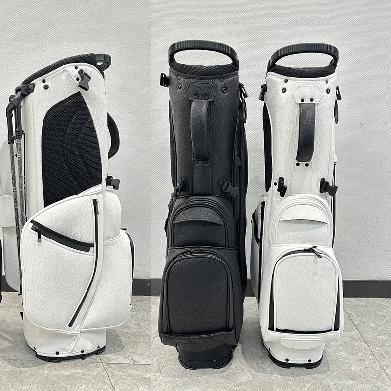 Chengsheng Top Popular Stock White Black Golf Stand Bag Waterproof PU Leather Lightweight Golf Bag With 5 14 ways For Men Women