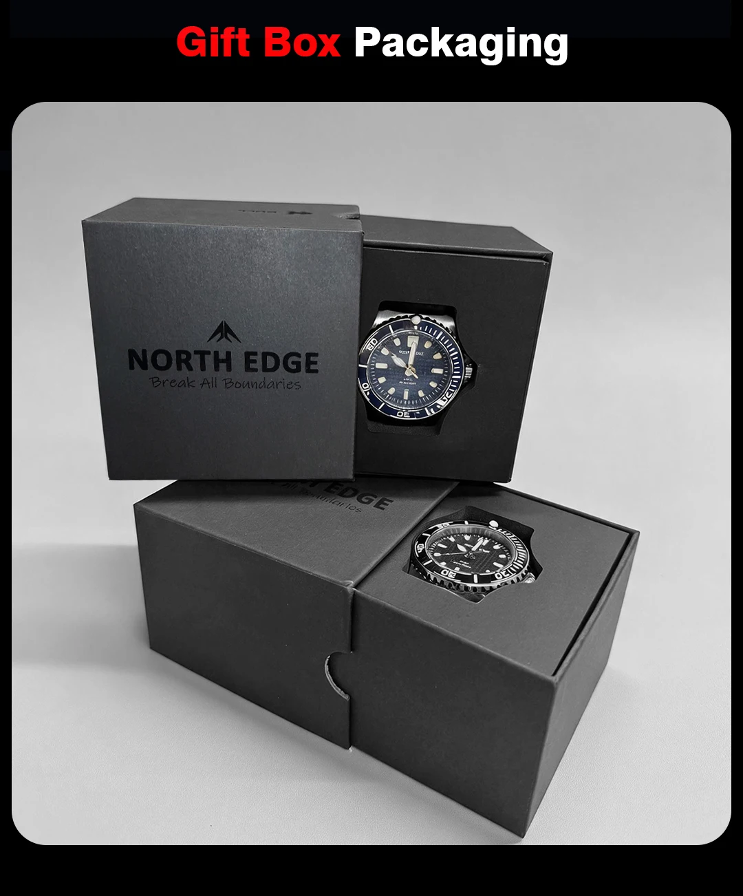 NORTH EDGE ABYSS Herren Quarzuhr Solarbetriebene Luxusuhr 200M Wasserdichte Taucheruhr 316L Stahlgehäuse 180+ Tage Energievorrat – Detail 17