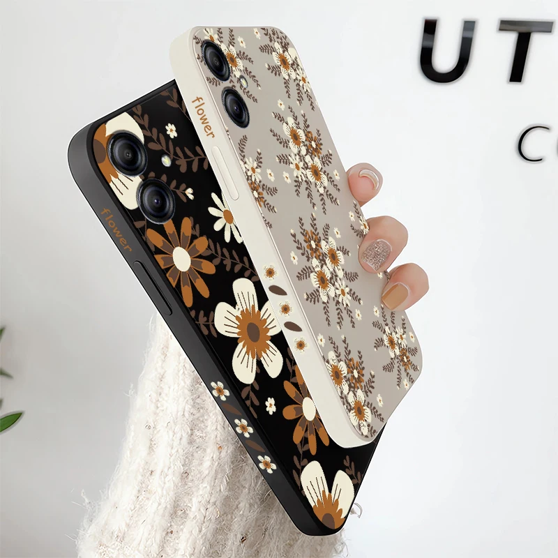 موضة الأزهار قضية الهاتف لسامسونج غالاكسي A51 A71 A05 A05S A06 A07 A60 A50 A30 A50 A31 A11 سيليكون ماتي لينة غطاء من البولي يوريثان الحراري