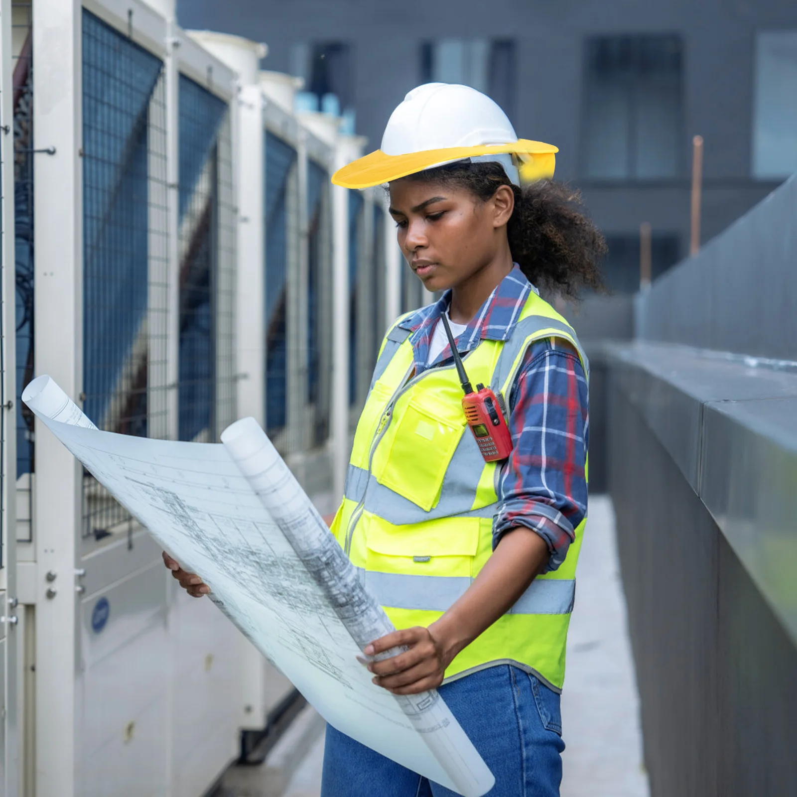 

1pc Sun Protection Visor For Safety Hat Foldable Lightweight Brim Outdoor Construction Yellow (Not Included )