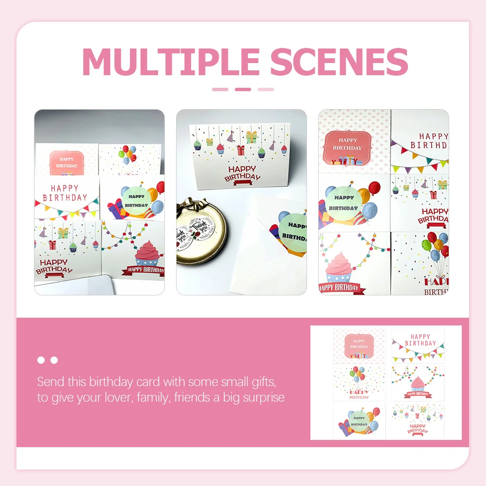 

6 шт. поздравительные открытки на день рождения, складные открытки с благословением, бумага премиум-класса с конвертами для подарков на вечеринку, открытка на день рождения