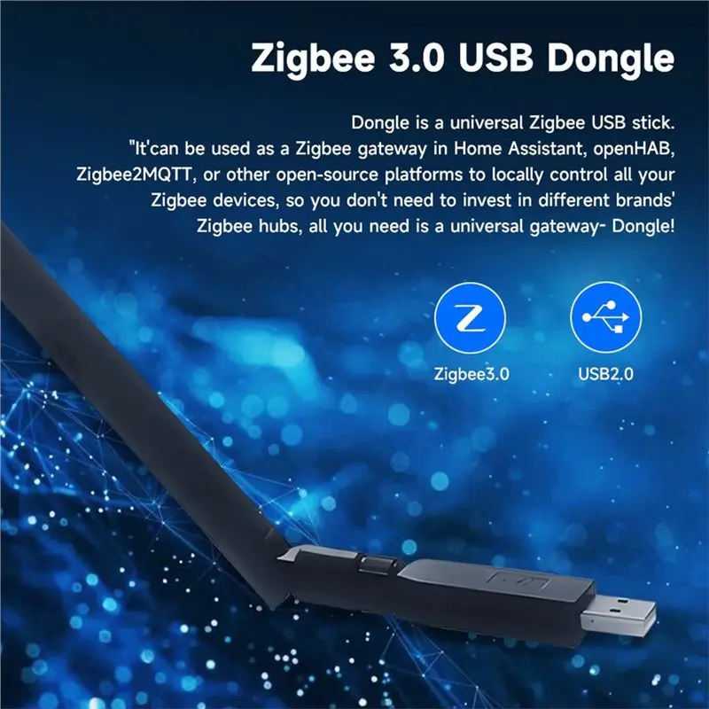 ABQU Zigbee Dongle USB 3.0 Antenna 2MQTT Gateway Max 20DBm for Smart Home Home Assistant Tuya