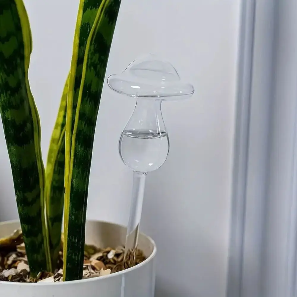 Mushroom Shape Plant Watering Glass Globes Glass Rainbow Mushroom Automatic Watering Device Self Watering