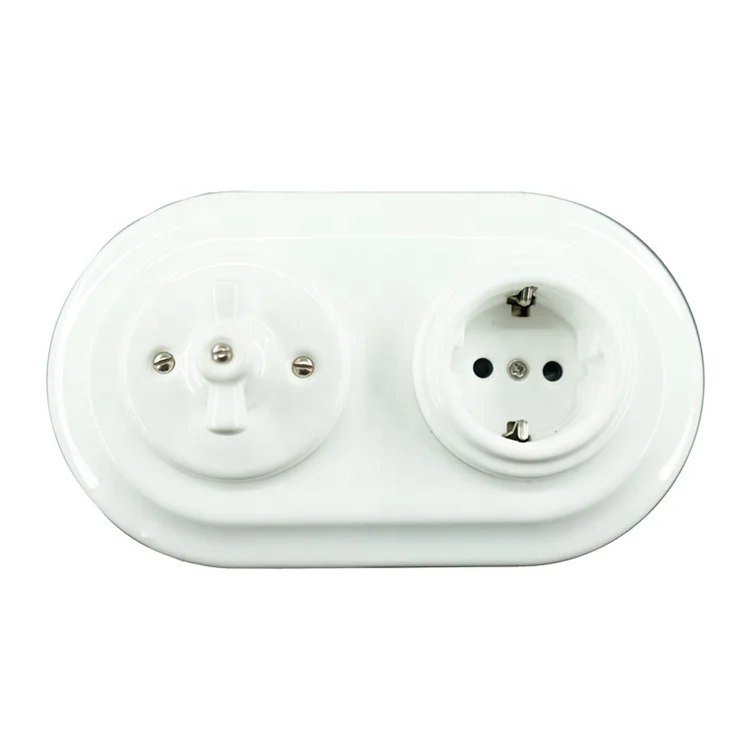 Wholesale trim flush mount vintage retro ceramic ceramic wall light switch and framed socket