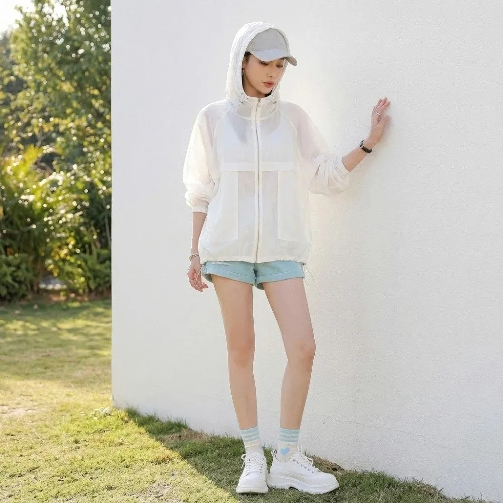 Anti-UV-Sonnenschutzjacke mit langen Ärmeln und Reißverschluss, Sommer-Sonnenschutzmantel, einfarbiges Sweatshirt, sonnenschützende Oberteile für den Sport. – Detail 12