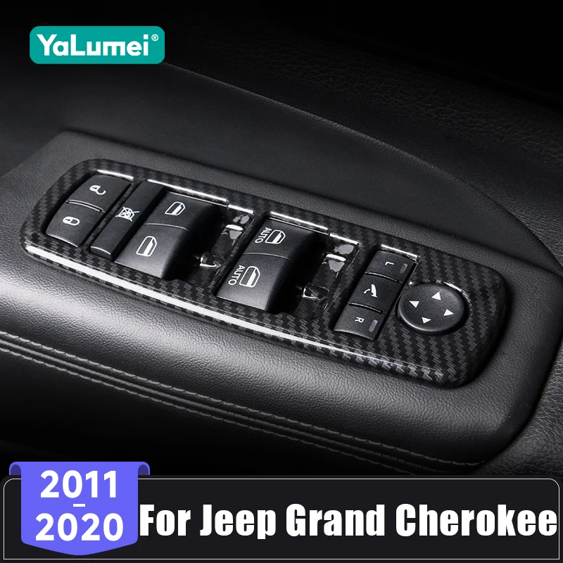 ل جيب جراند شيروكي WK2 2011 2012 2013 2014 2015 2016 2017 2018 2019 2020 زجاج نافذة السيارة رفع زر التبديل غطاء لوحة #1
