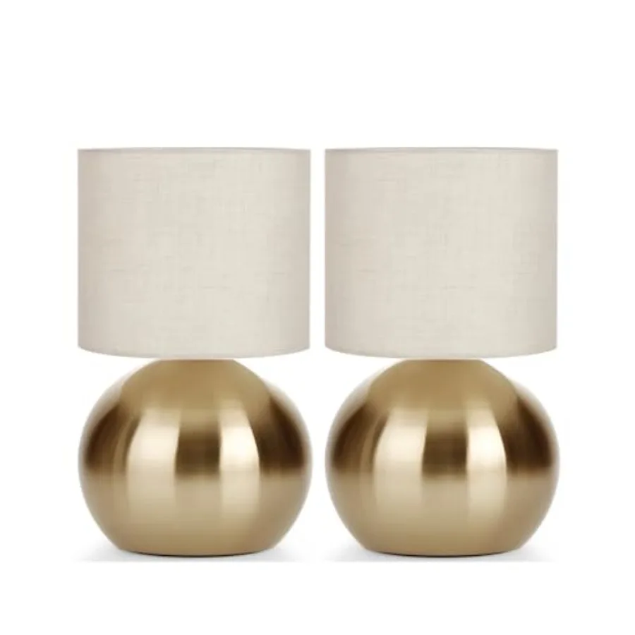 Modern Small Table Lamp Set of 2 Minimalist Nightstand Bedside Lamps with One-Button Inline Switch 10.4 Inch Desk Light for Bed